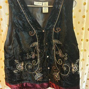embroidered velvet vest